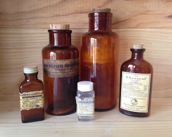 Lot of 5 Apothecary Bottles