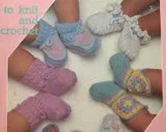 Leisure Arts Baby Booties to Knit and Crochet Leaflet 377 Copyright 1985