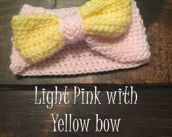 Scrunched Crochet Headband with Bow