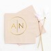 Personalized Wedding Napkins Monogrammed Cocktail Napkins Custom Printed Beverage Napkins Ivory and Gold Monogram Rehearsal Dinner Napkins