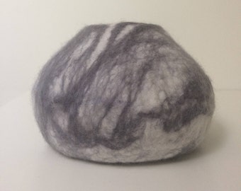 Grey/White Wet Felted Vessel