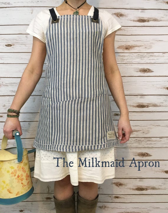 Woman's Apron Linen Gardening Linen Apron Cross back