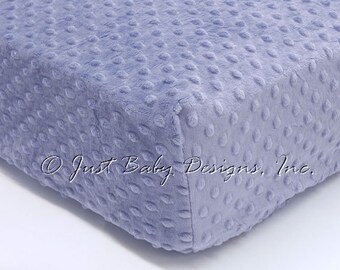 Fitted Crib Sheet - Minky Dot Denim Blue
