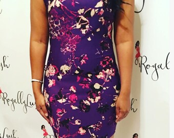 Purple Rain Floral Bodycon Dress