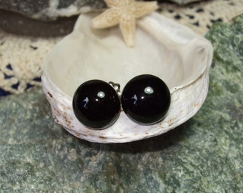 Black Onyx 10mm Stud Earrings Earings Titanium Posts and Clutches Hypo Allergenic Handmade in Newfoundland Integrity