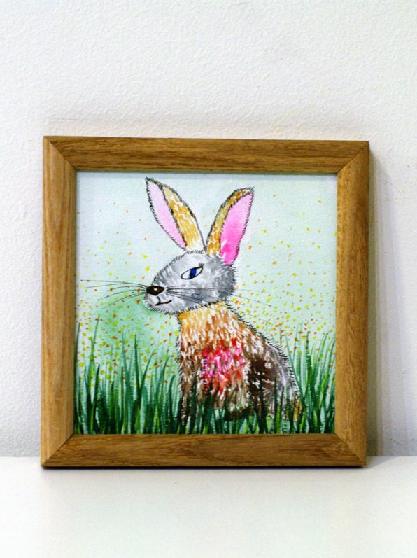 Original rabbit painting nursery art original art original