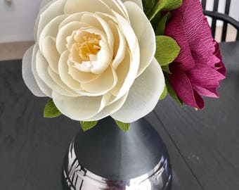 3 handmade crepe paper peonies for Mother's Day