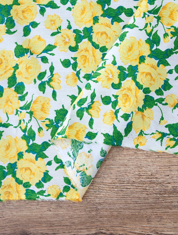 Yellow Roses Cotton Fabric Floral Fabric Yellow 57 Inches