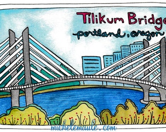 Tilikum Crossing Postcards - Portland Bridge - Portland Oregon Postcards - Portland Stationery - Postcard Set - Tilikum Bridge Postcards