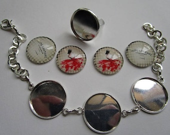 bracelet 3 creation Kit cabochons 20mm + ring 20mm