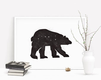 Ursa Major Bear Print | Constellation Print | Bear Print | Stars Print