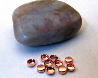 Bezel Cups - 4 mm Round Solid Copper Plain Wall - Quantity 10 - Jewelry or Craft Supply