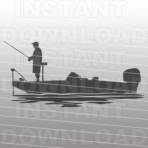 Bass Boat SVG File Bass Fishing SVG File Fisherman SVG