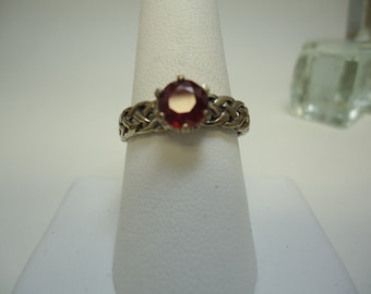 Round Cut Ruby Ring in Sterling Silver #1014