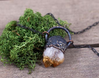 Raw Citrine Crystal Necklace / Small Crystal Necklace