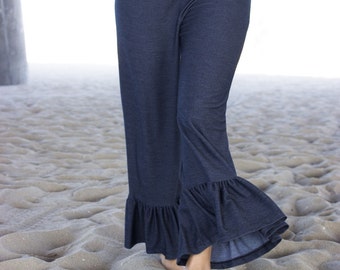 Holiday Sale Womens yoga waistband cropped ruffle