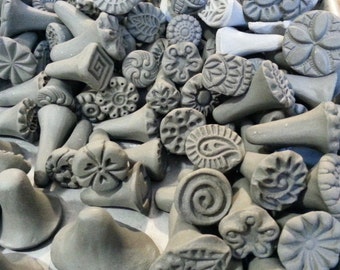 SMALL ORDER- Five Handmade Clay stamps for pottery, polymer, fondant and more-Clay Tools, Pottery Texture- *PLEASE read listing description