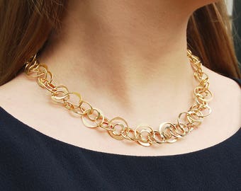 Gold Necklace, Gift Ideas, For Her, Birthday Gifts For Her, Statement Necklace, Otis Jaxon, Gold Jewelry, Gold Plated, Geometric Necklace