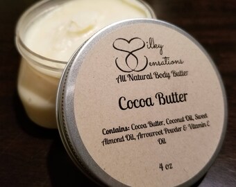 Cocoa Butter Body Butter, Unscented Body Butter, Natural Body Butter, Cocoa Butter, 4oz Cocoa Butter, 8oz Cocoa Butter, 16oz Cocoa Butter