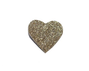 Gold glitter heart brooch