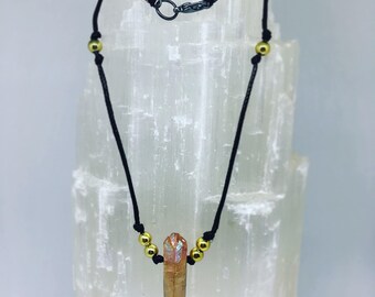 Tangerine Aura Quartz Necklace