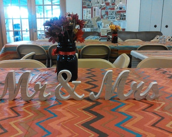 Ready to ship!! 6 1/2'' high.Mr. and Mrs. sign, sweetheart table sign, wood sign, unpainted sign