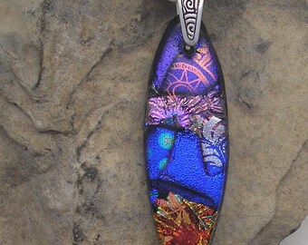 Rainbow Dichroic Necklace Fused Glass Pendant Dichroic Jewelry