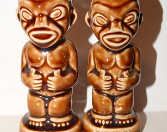Vintage Tiki Salt & Pepper Shakers, Tiki Gods, Hawaiian Salt and Pepper Shakers, Luau Shakers, Tropical Salt Shaker, Pepper Shaker