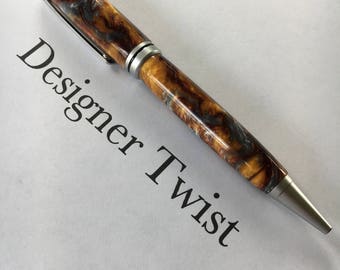 Molten Metal Acrylic Designer Twist Pen with Brushed Satin fittings (item #1004)