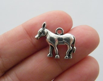4 Donkey charms antique silver tone A606