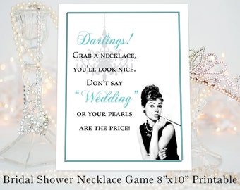 Don't Say "Wedding" Pearls/Necklace Breakfast at Tiffany's Bridal Shower Game - Instant Download Digital Printable - 8"x10"