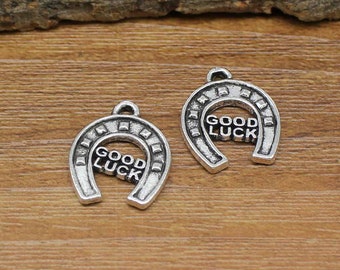 30pcs Antique Silver Good Luck HorseShoe Charms Pendant 17x14mm C2367-Y