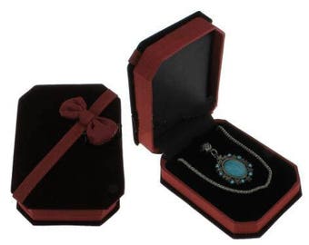 2pc Red Velveteen Jewelry Set Box