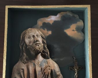Modern Folk Art Shadowbox Christ the Light of the World