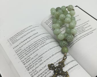 Anglican Rosary Protestant Prayer Bead Necklace Episcopal Rosary Green Jade Rosary New Beginnings Christian Meditation