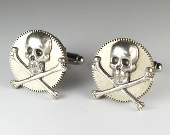 Steampunk Cufflinks Gothic Skull and Gear Cuff Links by Steampunk Vintage Design
