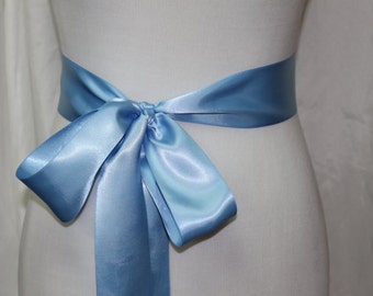 French Blue Sash, French Blue Wedding Sash, French Blue Bridal Sash, French Blue Flower Girl Sash, French Blue Ribbon Sash