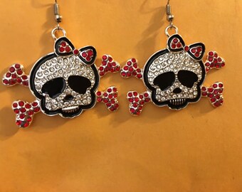 Sugar skull rhinestone earrings D59