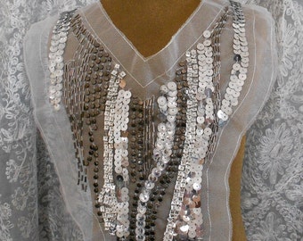 Silver Beaded Sequined Appliques