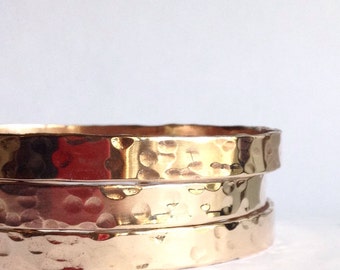 Single Hammered Bronze Bangle Bracelet - Bronze Anniversary Gift - 19th Anniversary -Bronze Stacking Bangles