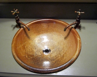 Handmade Pottery Sink For Your Bathroom Remodeling Project - "Drop-in" Bathroom Sink Design "With Overflow"-Made to Order