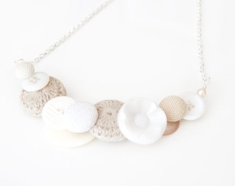 Upcycled Vintage Button Bib Necklace