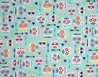 Patchwork blue skull timeless treasures fabric