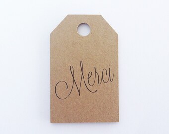 Merci Thank You Favor Tags - Kraft Hang Tags. Gift Tags. Thank You Tags. Wedding Favor Tags. Bachelorette Party Tags. Bridal Shower Tags.