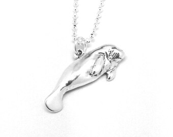 Manatee Necklace, Manatee Jewelry, Manatee Pendant, Charm Necklace, Sterling Silver Jewelry, Manatees, Sterling Silver Manatee Charm
