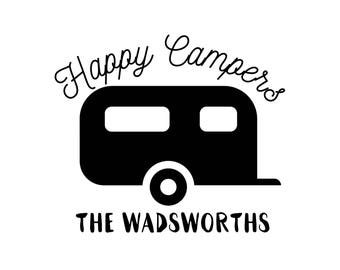 Happy Camper Vinyl Retro Decal trailer vintage design