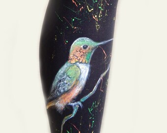Hummingbird Leggings, Birds Women's Tights, Colorful Hummingbirds Tights, Bird Leggings