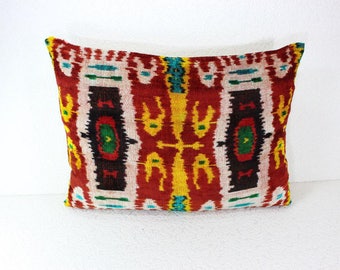 Silk Velvet Ikat Pillow Cover Lp491, Bohemian pillow, Velvet Ikat Pillow, Velvet Pillow, Velvet Pillow Cover, Ikat Pillows, Throw Pillows