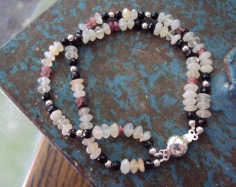 Moonstone, Spinel, Tourmaline Sterling Silver Bracelet