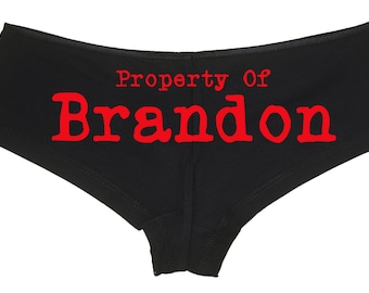 PERSONALIZED PROPERTY OF submissive owned slave boy short panty Panties boyshort sexy funny Rear Center rude slutty slut collar collared